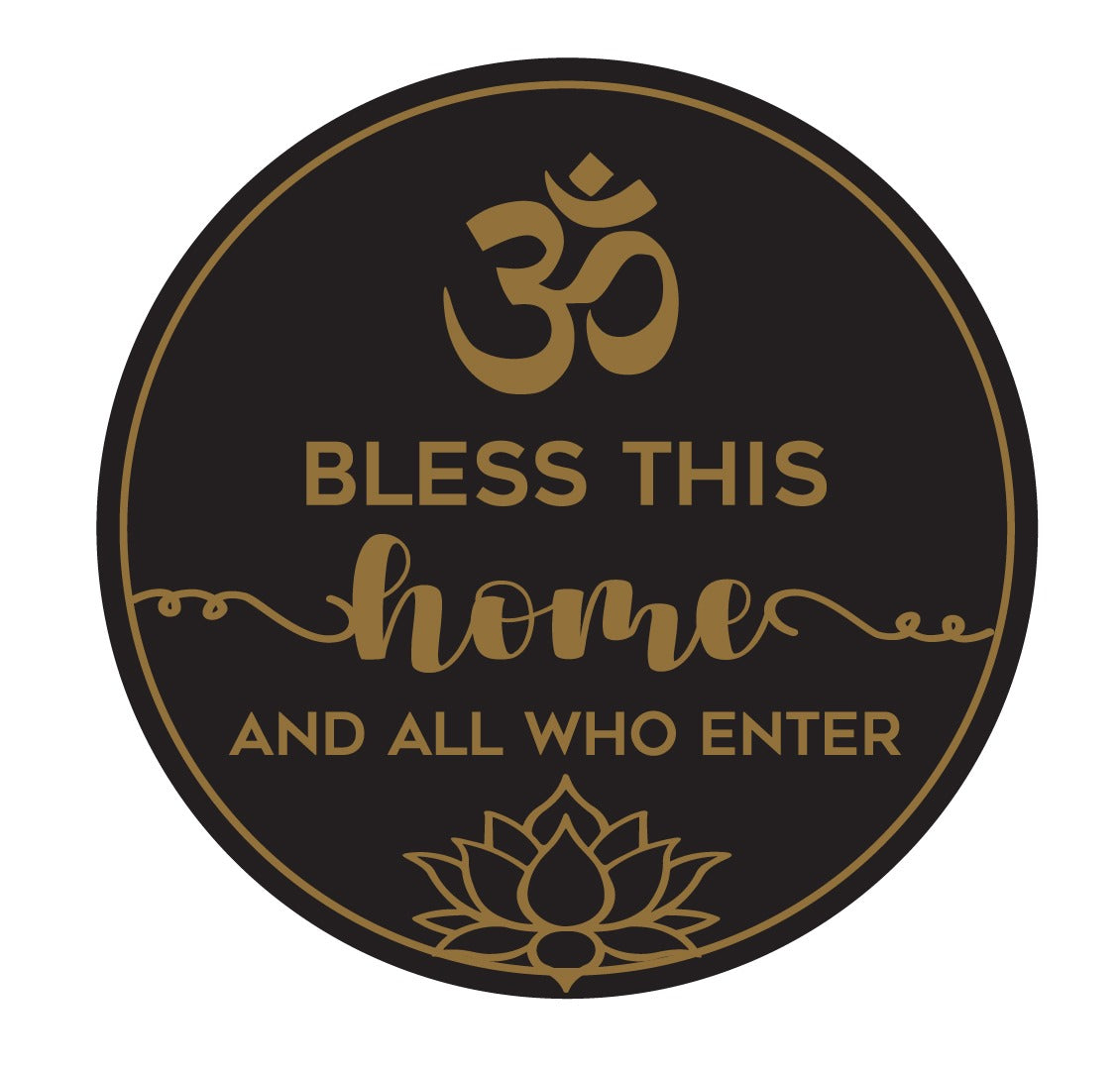 Wooden 3D Sign Om Bless This Home with Lotus